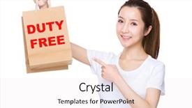  Presentation with duty free shopping - Theme having showing phrase of duty free background and a sky blue colored foreground