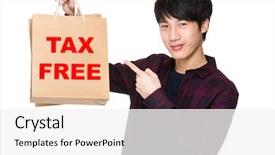  Presentation with finger point - PPT layouts having showing phrase of tax free background and a white colored foreground