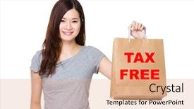  Presentation with bag - Beautiful theme featuring showing phrase of tax free backdrop and a coral colored foreground