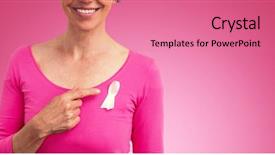  Presentation with pink ribbon breast awareness - Audience pleasing slide deck consisting of showing ribbon for breast cancer backdrop and a coral colored foreground