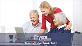  Presentation with people - Cool new presentation with showing senior people online computer backdrop and a ocean colored foreground