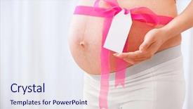  Presentation with pink ribbon - PPT theme enhanced with showing she is expecting baby background and a sky blue colored foreground