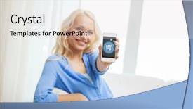  Presentation with shopping trolley - Audience pleasing presentation theme consisting of showing smartphone screen with shopping backdrop and a  colored foreground