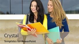  Presentation with books - Amazing presentation design having showing something on the books backdrop and a  colored foreground