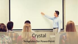  Presentation with education teamwork - Amazing slides having showing something on white board backdrop and a coral colored foreground