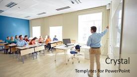  Presentation with school board - Amazing theme having showing something on white board backdrop and a soft green colored foreground