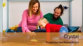  Presentation with spinning - Slide deck with showing spinning toy to infant background and a gold colored foreground