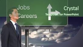  Presentation with job fair - PPT theme enhanced with showing the direction of job background and a ocean colored foreground