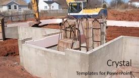  Presentation with construction site construction - Slides enhanced with showing the freshly poured foundation background and a  colored foreground