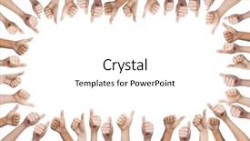  Presentation with human body parts - Beautiful PPT layouts featuring showing thumbs up in circle backdrop and a white colored foreground