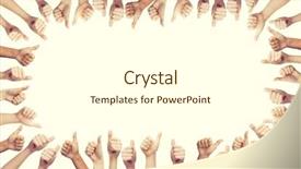  Presentation with human body parts - Amazing presentation theme having showing thumbs up in circle backdrop and a white colored foreground