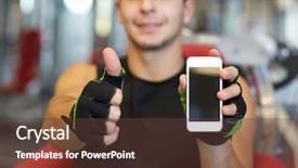  Presentation with bodybuilding - Beautiful PPT layouts featuring showing thumbs up in gym backdrop and a tawny brown colored foreground