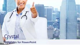  Presentation with medical technology healthcare - Colorful presentation theme enhanced with showing thumbs up over city backdrop and a sky blue colored foreground