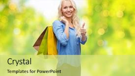  Presentation with green lights - Amazing slide deck having showing thumbs up over green backdrop and a yellow colored foreground