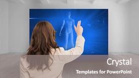  Presentation with composite mansory - Colorful PPT layouts enhanced with showing touch screen - composite image of brunette businesswoman backdrop and a  colored foreground