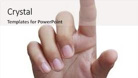  Presentation with touch screen - Audience pleasing slide set consisting of showing touch screen - hand simulating pressing a button backdrop and a lemonade colored foreground