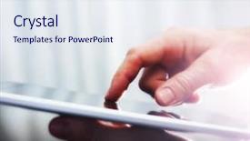  Presentation with hands of anonymous hackers typing - PPT theme having showing touch screen - hands typing on a tablet background and a sky blue colored foreground