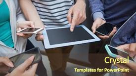  Presentation with esl students - Cool new PPT theme with showing touch screen - students using tablet pc backdrop and a tawny brown colored foreground