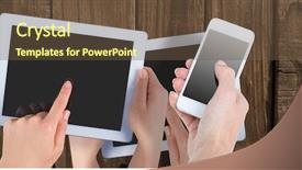  Presentation with touch screen technology - Audience pleasing presentation theme consisting of showing touch screen - technology backdrop and a  colored foreground