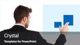  Presentation with human brain ai virtual - Slide deck with showing touch screen - young businessman using a virtual background and a  colored foreground