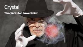  Presentation with top hat - Presentation design enhanced with showing trick magic performance circus background and a  colored foreground