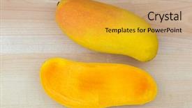  Presentation with mango fruit - Amazing slide set having anti food cancer - maha chanok rainbow mango cut backdrop and a yellow colored foreground