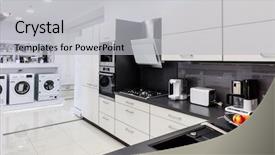  Presentation with retail store - Presentation theme having showroom at retail appliances store background and a light gray colored foreground
