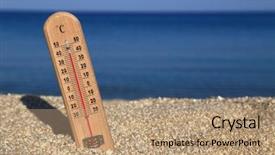  Presentation with hot thermometer - Slide set having shows high temperatures hot weather background and a coral colored foreground