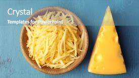  Presentation with dark blue gray - Theme with shred - bowl with grated cheese background and a  colored foreground