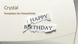  Presentation with happy birthday - Presentation consisting of shredded newspaper - scrap of paper background and a cream colored foreground