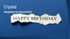  Presentation with happy birthday - Presentation theme consisting of shredded newspaper - scrap of paper background and a ocean colored foreground