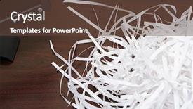 Presentation with desk - PPT theme with shredded paper on a desk background and a tawny brown colored foreground