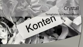  Presentation with bookkeeping - Amazing presentation having shredded paper tagged accounts symbolic backdrop and a light gray colored foreground