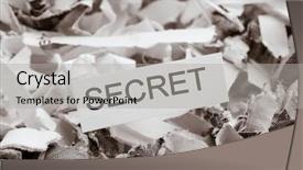 Presentation with espionage - Presentation enhanced with shredded paper tagged with secret background and a light gray colored foreground
