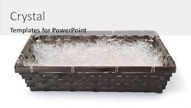  Presentation with packaging plastic - Beautiful theme featuring shredded-plastic-filler-in-wicker backdrop and a light gray colored foreground