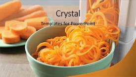  Presentation with shredder - Cool new PPT theme with shredder - spiral vegetable slicer with carrot backdrop and a yellow colored foreground