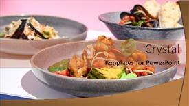  Presentation with food grill - Colorful presentation enhanced with shrimp-and-avocado-grill-restaurant backdrop and a coral colored foreground