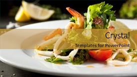  Presentation with shrimp - Slide deck enhanced with shrimp and calamari salad background and a gold colored foreground