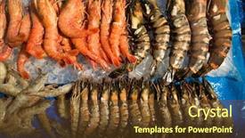  Presentation with shrimp fish - Slide set consisting of shrimp and crayfish on display background and a  colored foreground