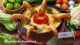  Presentation with shrimp fish - PPT layouts consisting of shrimp-and-fish-moqueca-food background and a tawny brown colored foreground