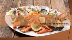  Presentation with oyster - Colorful PPT layouts enhanced with shrimp-and-oyster backdrop and a coral colored foreground