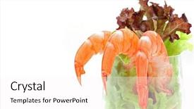  Presentation with shrimp - Colorful PPT theme enhanced with shrimp cocktail in a martini glass with lettuce backdrop and a white colored foreground