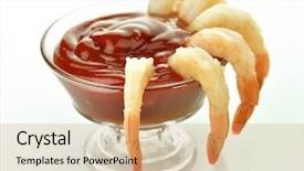  Presentation with shrimp - Audience pleasing PPT layouts consisting of shrimp cocktail backdrop and a coral colored foreground