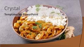  Presentation with shrimp - Beautiful PPT theme featuring shrimp-cooked-with-coconut-cream backdrop and a light gray colored foreground