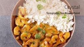  Presentation with curry - Presentation theme enhanced with shrimp-cooked-with-curry-sauce background and a coral colored foreground