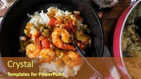  Presentation with shrimp - Colorful PPT theme enhanced with shrimp-creole-southern-american-cuisine backdrop and a tawny brown colored foreground