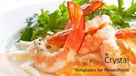  Presentation with ready to eat salad - Audience pleasing PPT theme consisting of shrimp fennel and orange salad backdrop and a yellow colored foreground