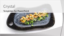 Presentation with haute cuisine - PPT theme enhanced with shrimp-kebab-top-view-tasty background and a white colored foreground
