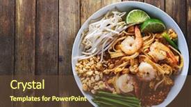  Presentation with pad thai - Cool new slide deck with shrimp pad thai on plate backdrop and a tawny brown colored foreground