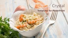  Presentation with shrimp - PPT theme enhanced with shrimp-risotto-with-champagne-wine background and a lemonade colored foreground